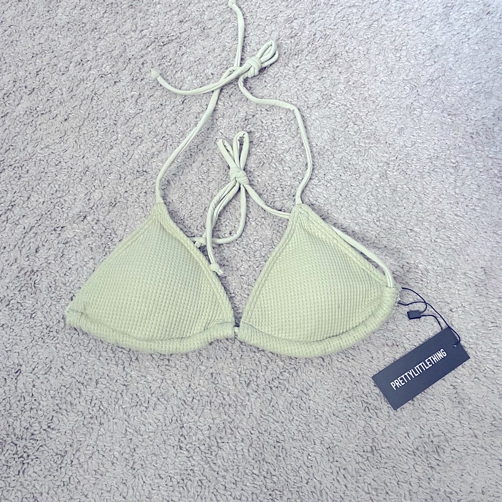 PrettyLittleThing Sage Green Bikini Top